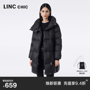 LINC金羽杰大翻领中长款 冬季 新款 泡芙感面包羽绒服6322 羽绒服女款