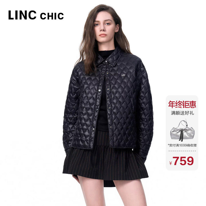 LINC金羽杰2025年秋季新款超轻衬衫领短款轻薄羽绒服女外套1022,女装/女士精品,羽绒服,淘宝优惠券,粉丝福利购,淘宝优惠卷