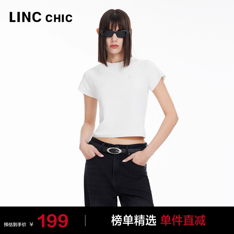 LINC奥莱修身短款甜酷感短T恤