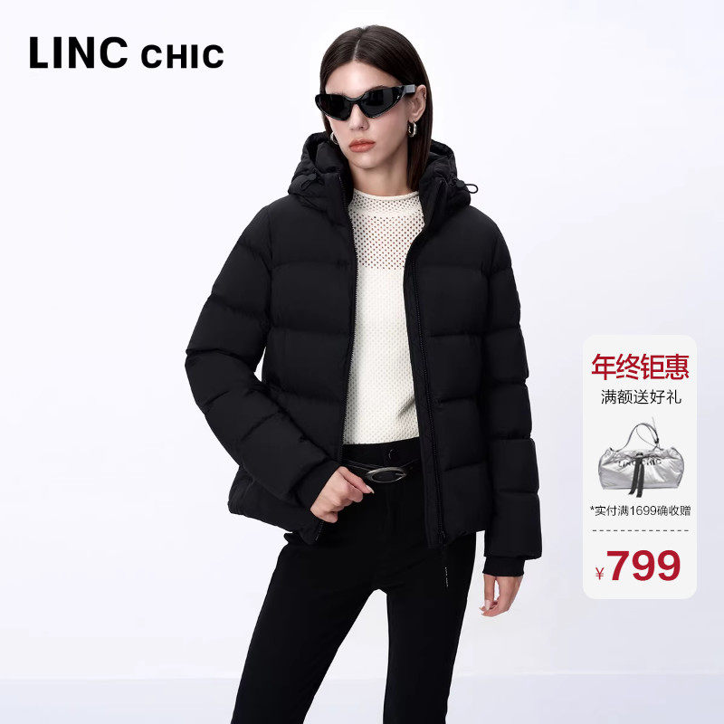 LINC金羽杰羽绒服女款2024新款修身短款泡芙感羽绒服女Y24801270