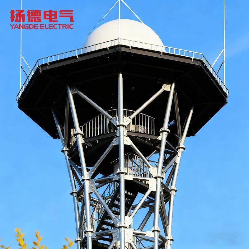 雷达塔钢结构电力塔避雷电力传输通讯塔安装四柱单管气象信号塔