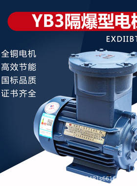防爆电机YBX3-90L-2P 2.2KW 隔爆型三相异步电动机 IP55