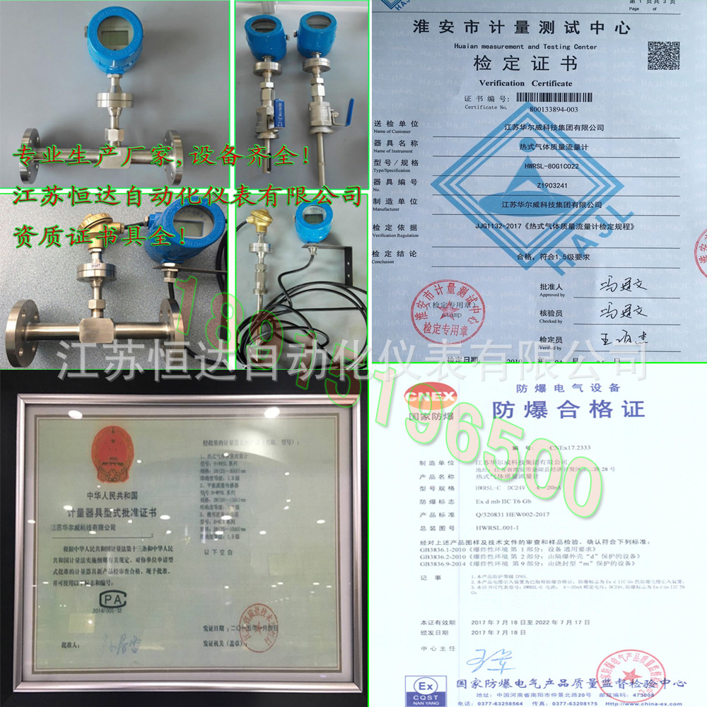 热式气体质量流量计 氧气/氮气/氩气/天然气有SIL证和防爆证CT4