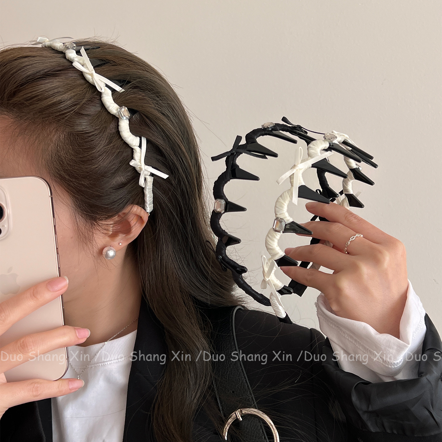 芭蕾风蝴蝶结发箍女韩国水钻