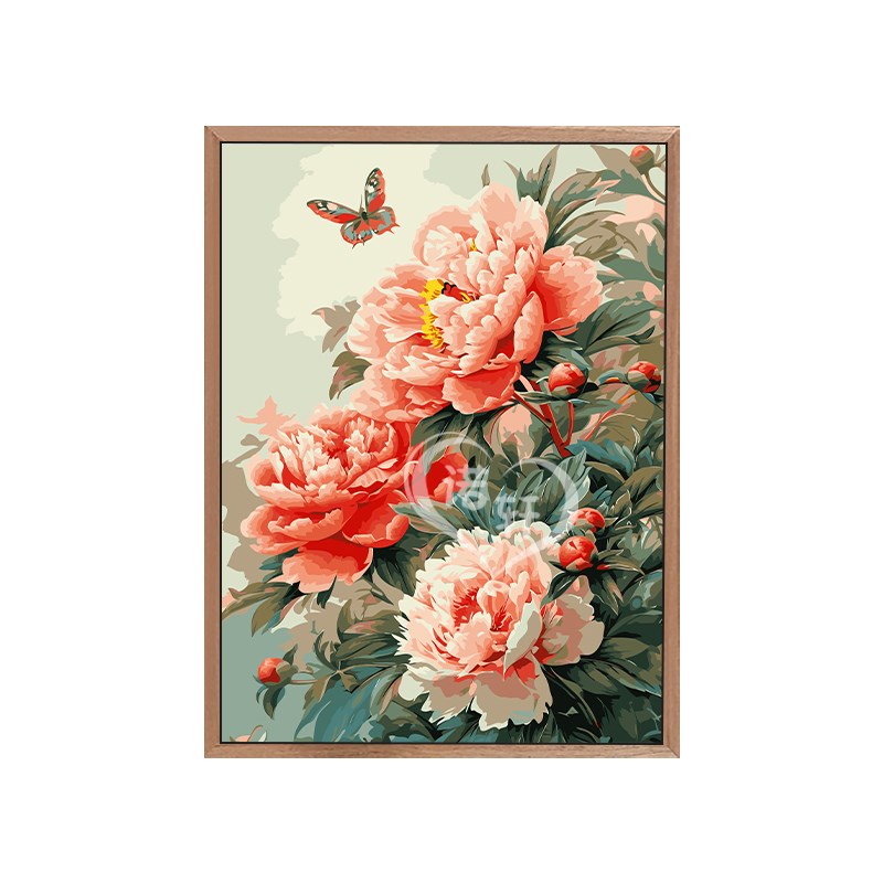 花开富贵国风牡丹 数字油画diy手工涂色填充丙烯油彩画客厅装饰画图片