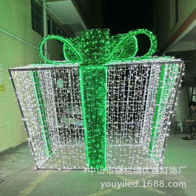 礼物盒造型LED户外防水灯光节亮化工程礼品盒商场店铺装饰小品灯