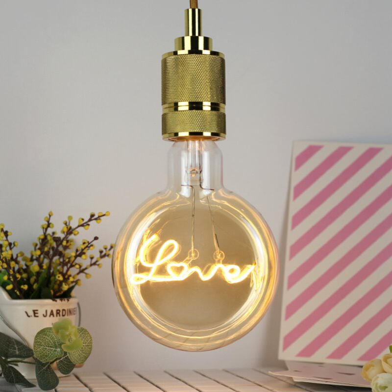 扁灯泡LOVE HOME 箭头字母灯泡LED暖光灯创意仿古灯E27异形灯丝灯
