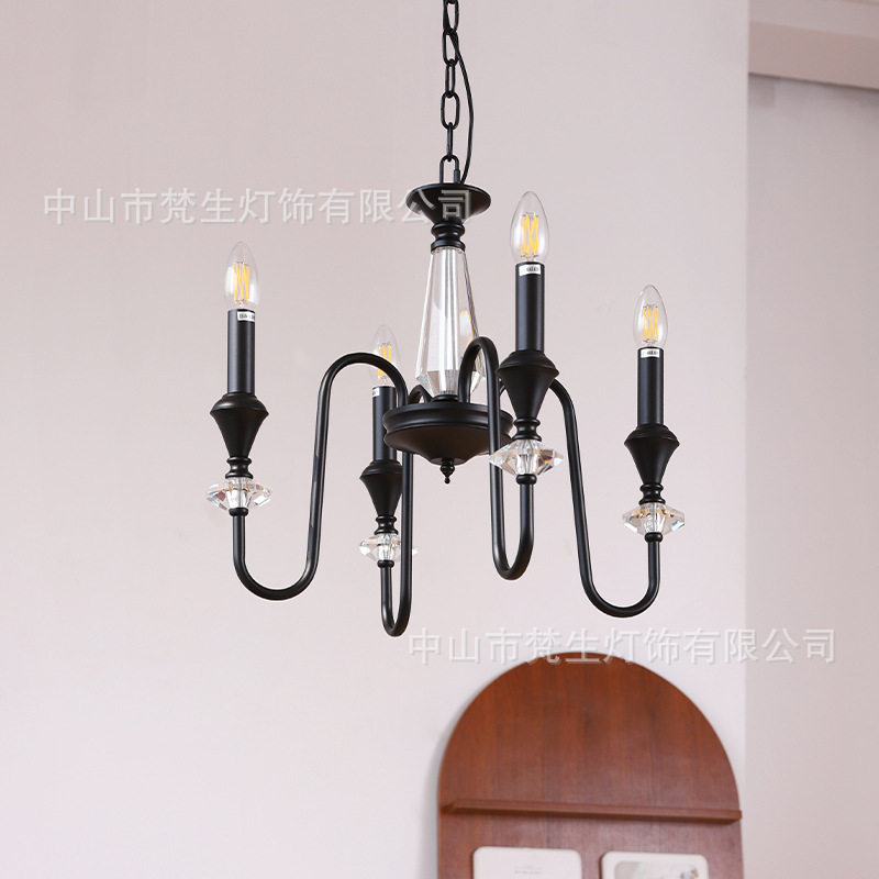 梵生 法式摩登蜡烛吊灯美式乡村轻奢现代黑色客厅卧室餐厅灯饰图片