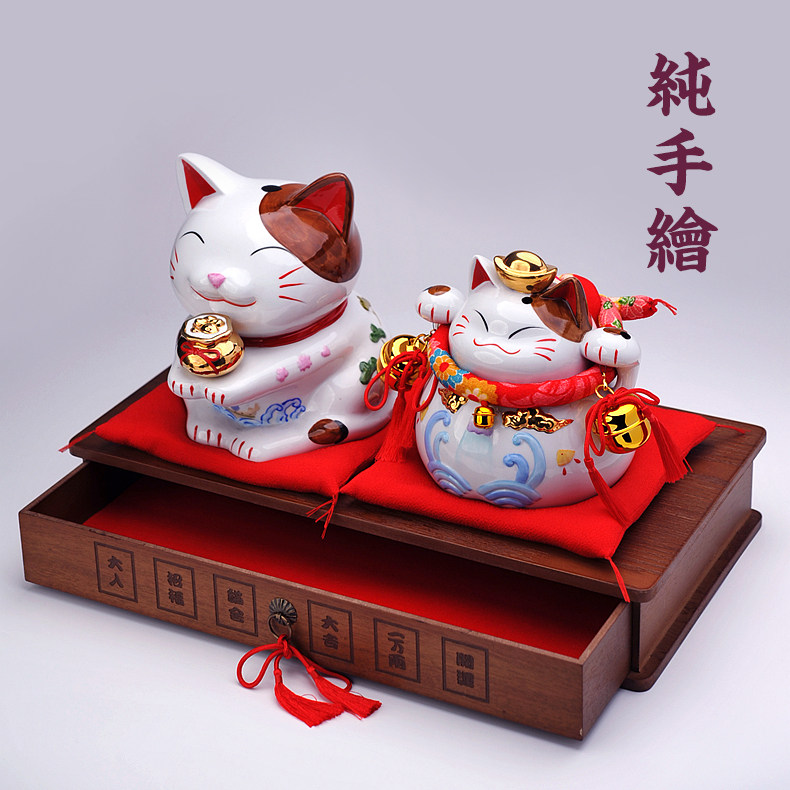 日本金元宝招财猫摆件开业礼物前台入户家用旺宅店铺收银台存钱罐