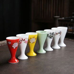 老式小酒盅古代杯子迷你一口杯老式怀旧酒盅三钱小酒杯高脚烈酒杯