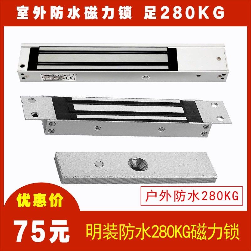 开门机磁力锁 防水明装 电磁铁 玻璃门锁 暗装 门禁电磁锁闭门器图片