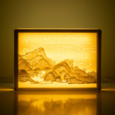 纸雕灯 千里江山图 光影立体纸艺装饰画摆件氛围灯故宫文创礼品
