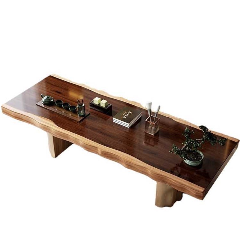 新中式新款茶几客厅实木茶桌组合原木不规则茶台办公室泡茶桌椅