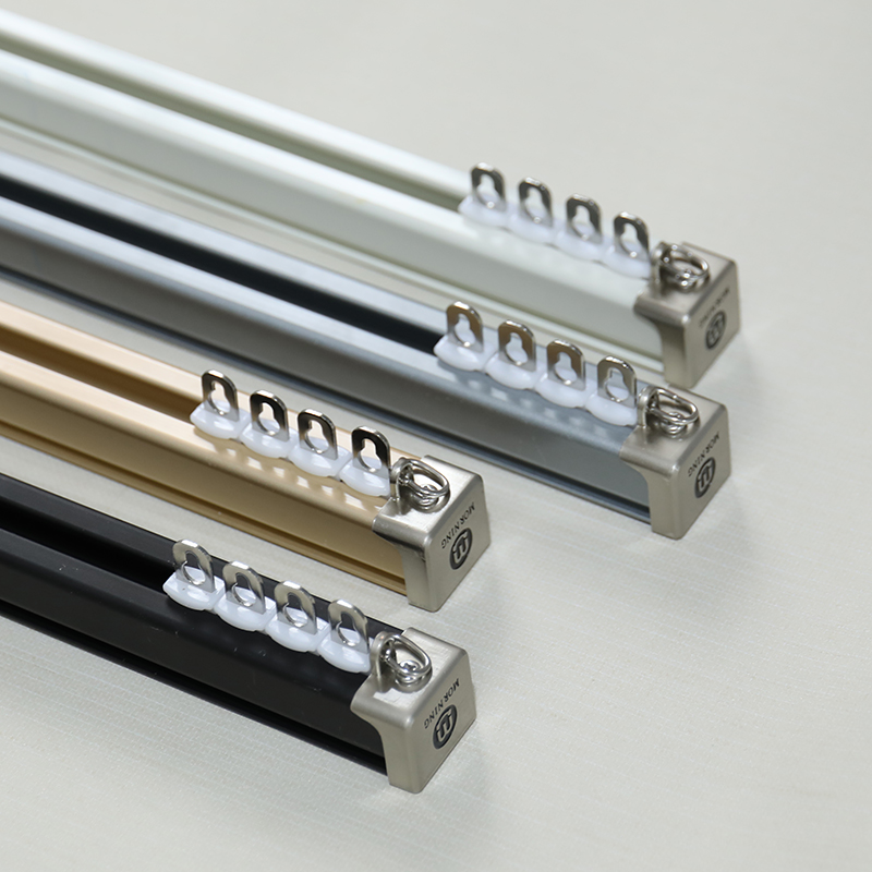 特厚重型铝合金滑轨静音窗帘轨道滑道侧装顶装挂钩款滑轮加厚直轨