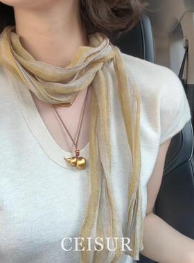 新中式沙金葫芦吊坠同款项链