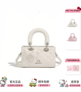 HelloKitty凯蒂猫手提小方包轻奢设计感蝴蝶结吊坠单肩斜挎包包女