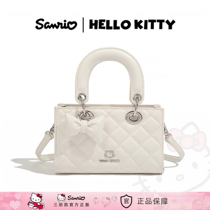 HelloKitty凯蒂猫手提小方包轻奢设计感蝴蝶结吊坠单肩斜挎包包女