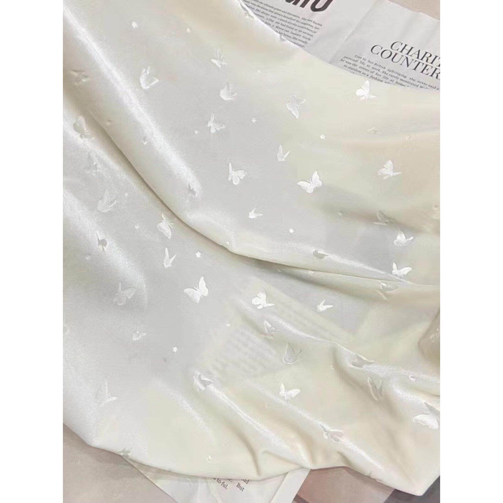 ins南韩绒蝴蝶烫花柔软丝绒面料连衣裙服装布料diy桌布手工面料