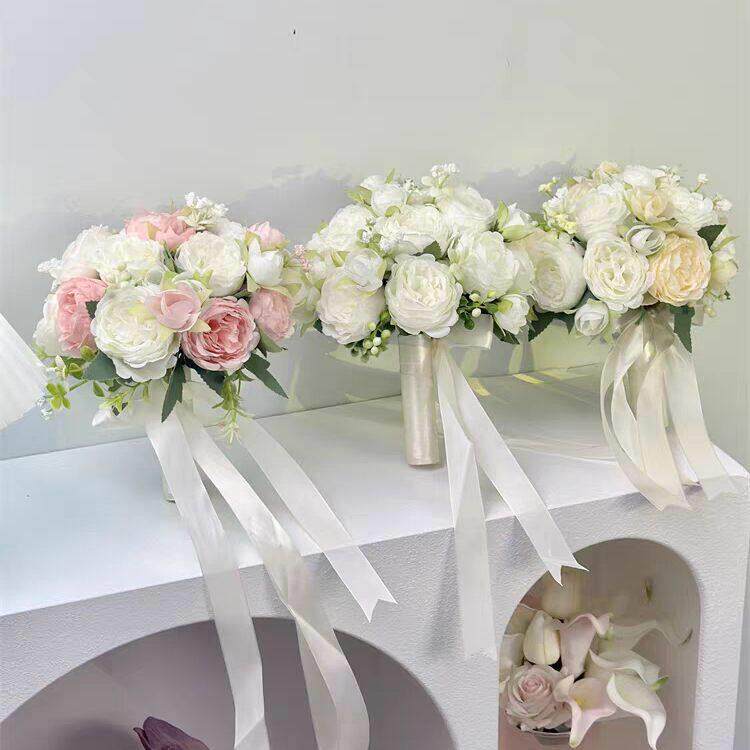 高级感领证手捧花 结婚婚礼新娘伴娘玫瑰仿真花 婚纱摄影拍照假花