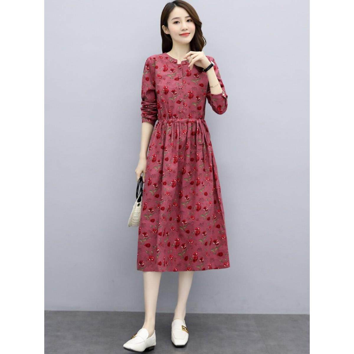 服装纸样高端麻棉902连衣裙女春款洋长袖碎花麻亚裙子裁剪样板图