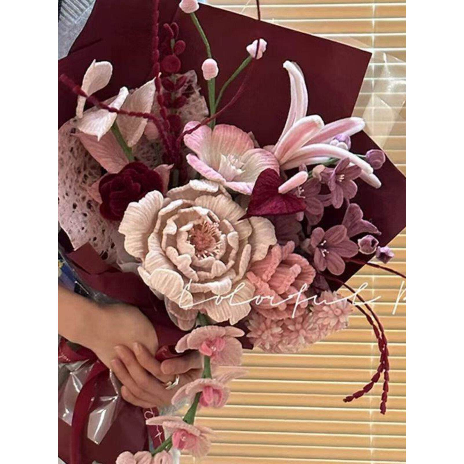 复古扭扭棒手工花束DIY材料包自制成品手捧花送女友闺蜜创意仿真