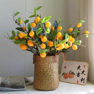 ins同款仿真柠檬果枝条插花简约室内软装花卉客厅摆件装饰假花