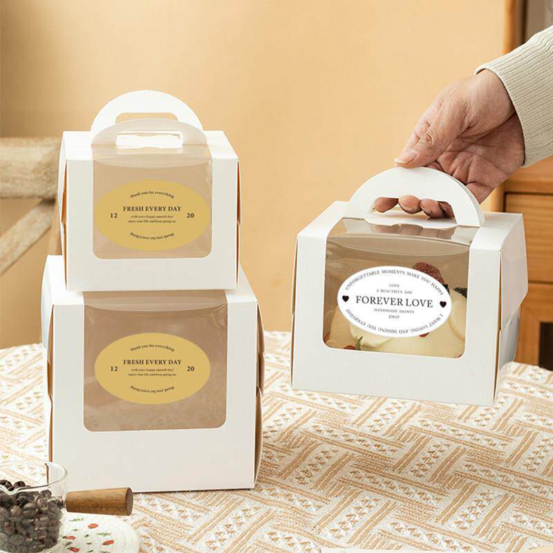 韩式4寸蛋糕盒子3寸包装盒5/6寸加高透明手提纯白生日慕斯带底托