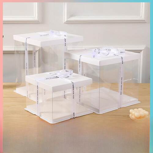 透明蛋糕盒4寸6寸8寸10寸12寸双层加高生日烘焙包装cake box