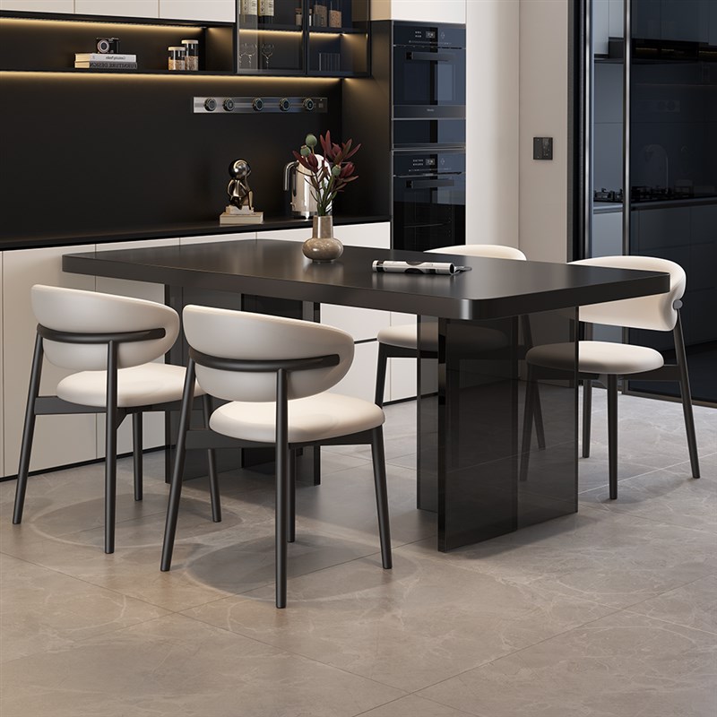 悬浮款岩板餐桌椅25年新款小户型家用现代简约高级感亚克力饭桌子
