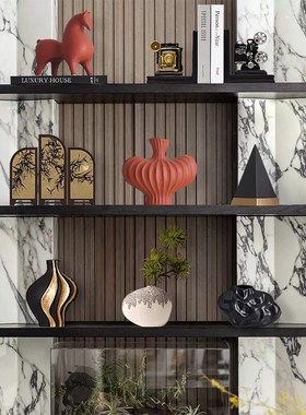 侘寂风摆件现代轻奢高级感客厅酒柜电视柜书房家居样板间软装饰品