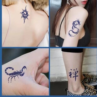 草本果汁纹身贴定制文字图案字母防水持久耐搓逼真半永久纹身定做