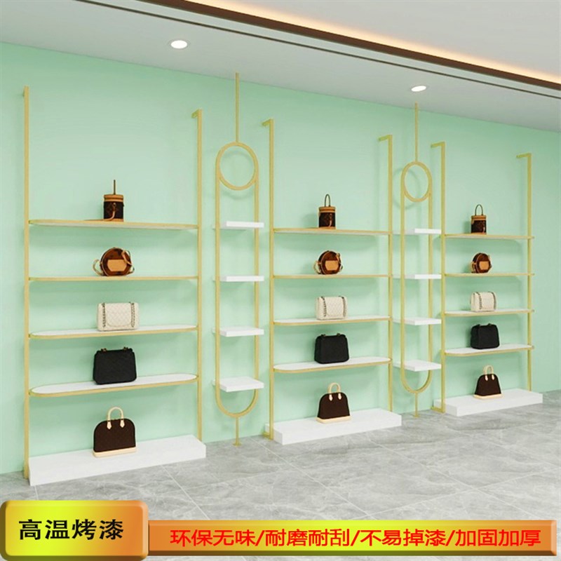 鞋店鞋架礼盒轻奢伴手礼喜铺展示架店铺装修壁挂式多层带灯陈列柜