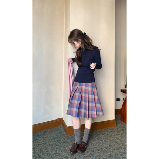 纹A字半裙秋冬显瘦百搭百褶半身裙 学院文艺风格 xxdeli香香 梨