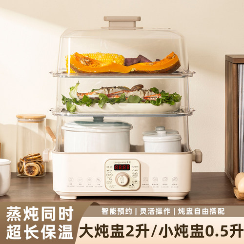 隔水炖锅4-6人家用全自动智能煲汤锅上蒸下炖多功能电炖炖锅蒸锅
