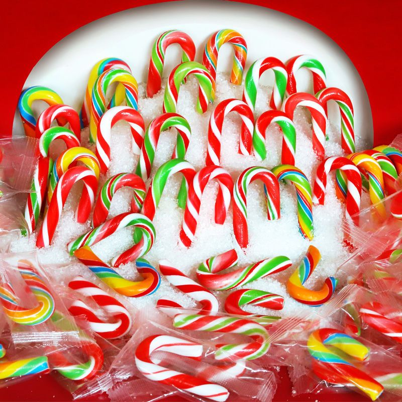 圣诞节糖果礼盒装礼物散装卡通拐杖糖棒棒糖混合味批发儿童小零食