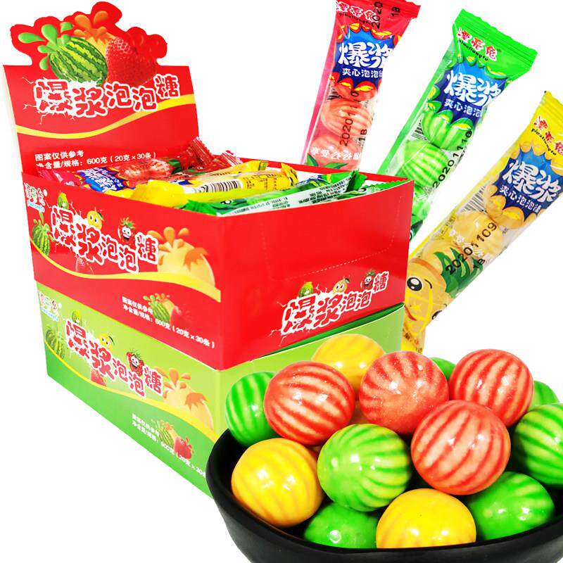 漂亮兔爆浆夹心泡泡糖 80後经典怀旧零食小时候空心西瓜口香糖果