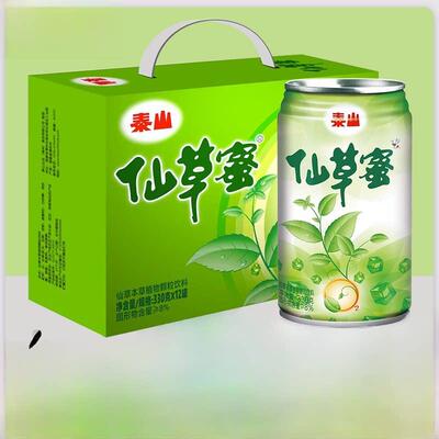泰山仙草蜜凉茶饮料整箱批特价330克*12罐装烧仙草汁果冻夏日饮品