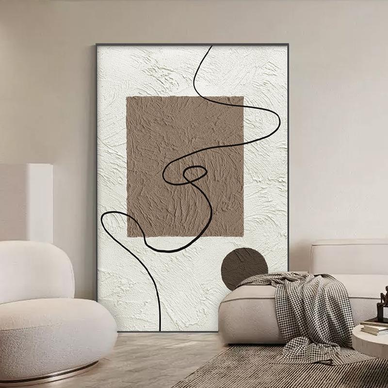 侘寂风客厅装饰画现代简约沙发背景墙落地画肌理抽象几何玄关挂画图片