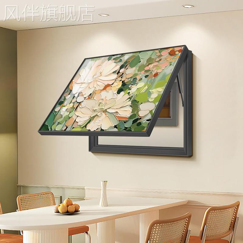 大芬村油画电表箱装饰画绿色清新抽象餐厅配电箱遮挡画总开关挂画图片