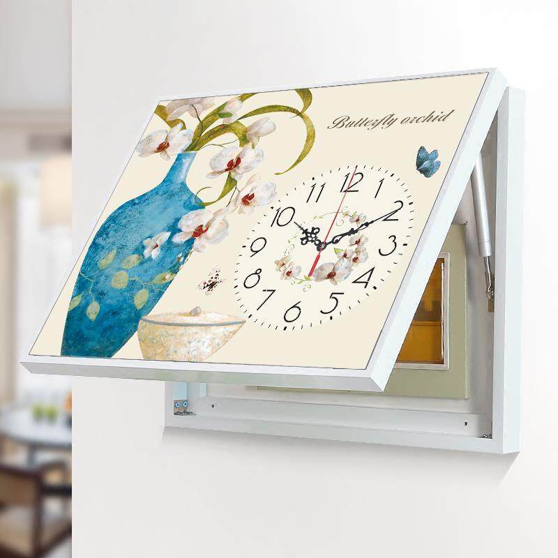 电表箱装饰画带钟表配电箱遮挡画电闸箱电箱挂画欧式客厅弱电源箱