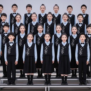 儿童爱国演讲朗诵比赛演出服中国风中小学生唱歌礼服合唱演出服
