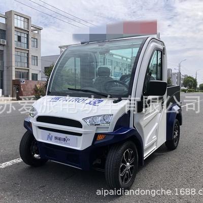 两座封闭电动皮卡巡逻车四轮电动巡逻车两座带货斗电动货车巡逻车