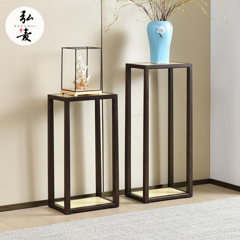 大理石花架新中式花几实木两层高款盆栽盆景摆放架室内放绿植架子