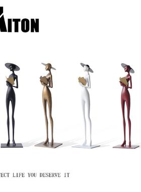 轻奢装饰柜摆件玄关高级感装饰品酒柜电视柜竖高长型艺术人物雕塑