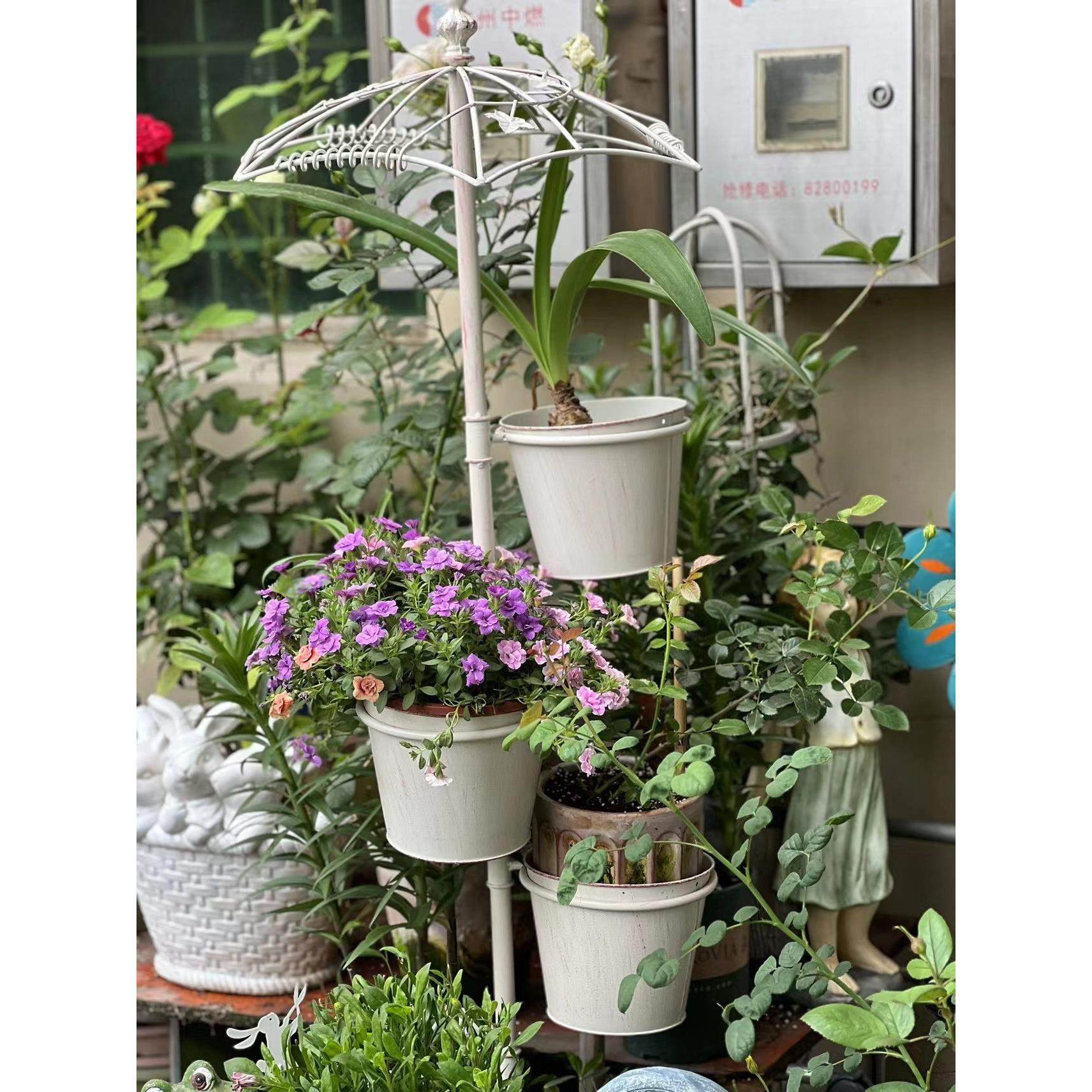 阳台花架户外庭院铁艺雨伞创意装饰摆饰花园露台布置室外置物架桶,鲜花速递/花卉仿真/绿植园艺,花架,淘宝优惠券,粉丝福利购,淘宝优惠卷
