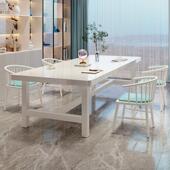 客厅实木大长桌白色钢琴烤漆餐书桌一体学习桌家用办公桌办公桌