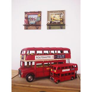 英伦覆古伦敦大笨钟红色双层巴士观光车汽车邮筒电话亭男孩摆件