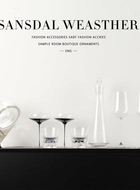 八度空间酒柜装饰高脚杯红酒杯醒酒器酒壶样板房餐边柜软装饰品