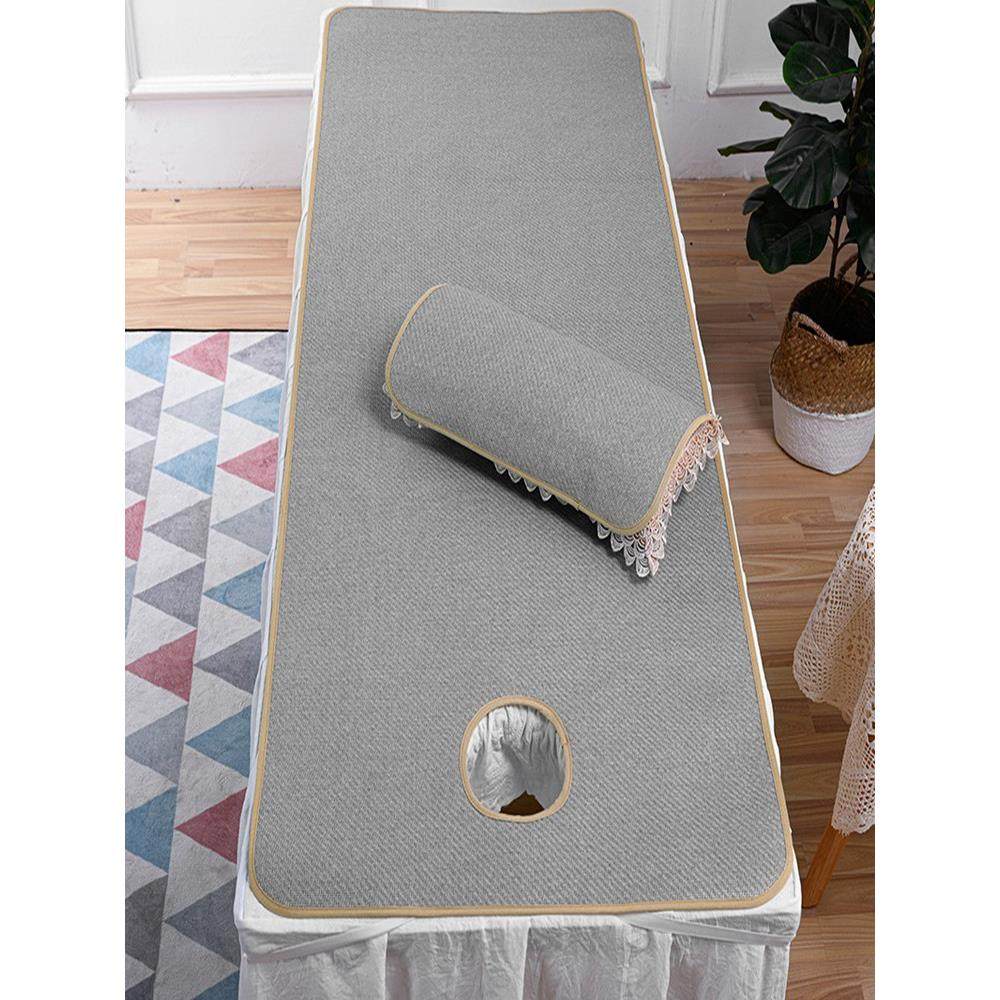 美容床凉席夏季冰丝藤草席加厚透气带洞美容院专用按摩床纯色席子