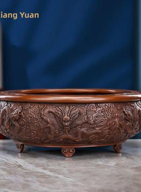 紫铜十二生肖聚宝盆新中式家居客厅办公室桌面装饰品开业乔迁礼品